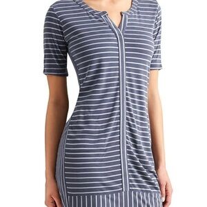 Athleta Navy and Blue Striped Dress
